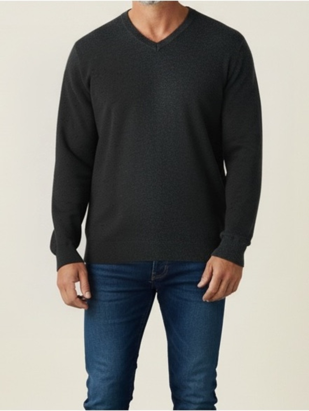 Jos. A. Bank Dark Charcoal Gray V Neck Cashmere Sweater XL